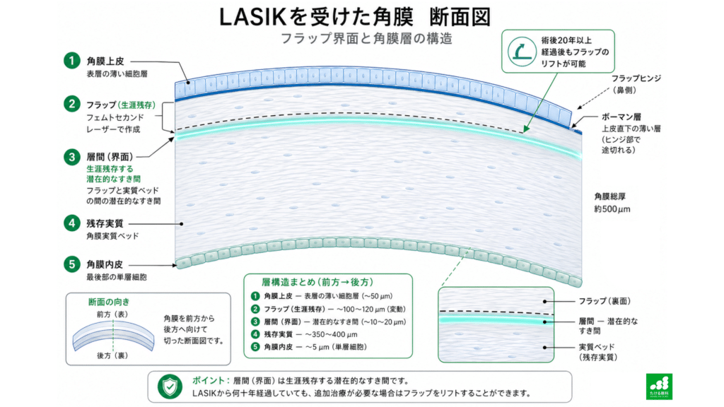 LASIKを受けた角膜 断面図
lasik-treated-cornea-cross-section